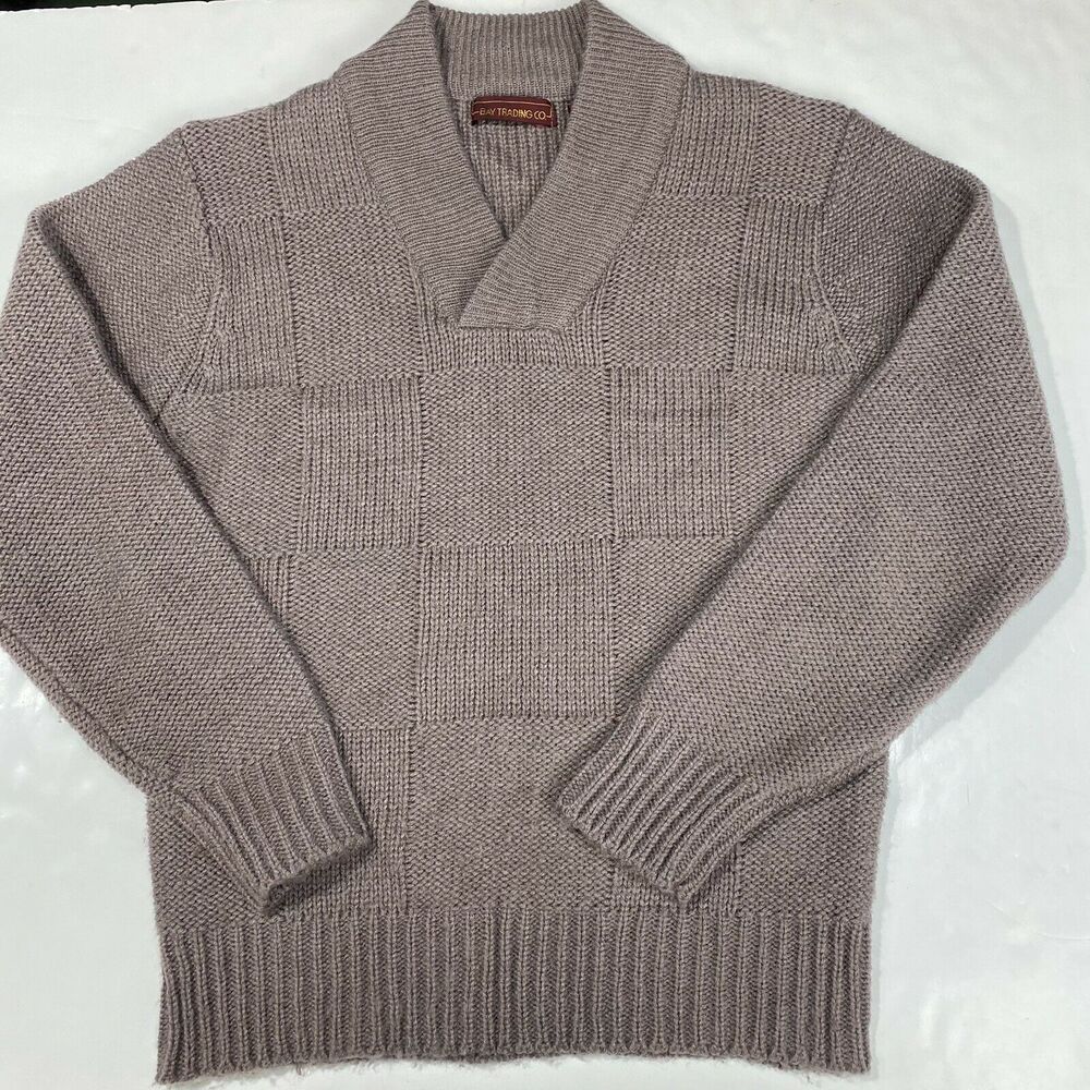 Preppy Sweater Wool Blend Women Large Bay Trading Tan Brown Long Sleeve Top